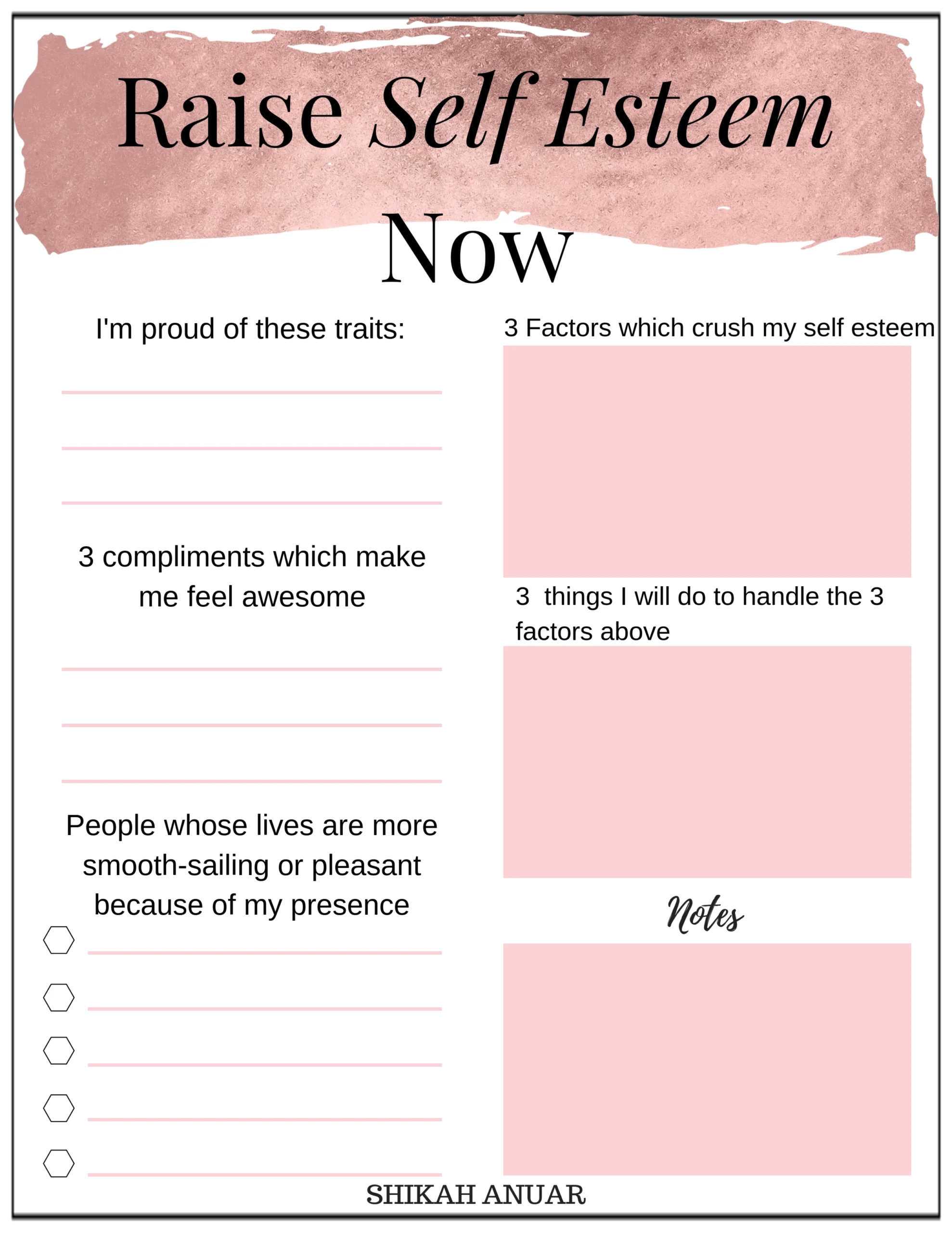 Free Printable Raise Your Self Esteem Now Shikah Anuar Free Printable Raise Your Self Esteem Now Shikah Anuar