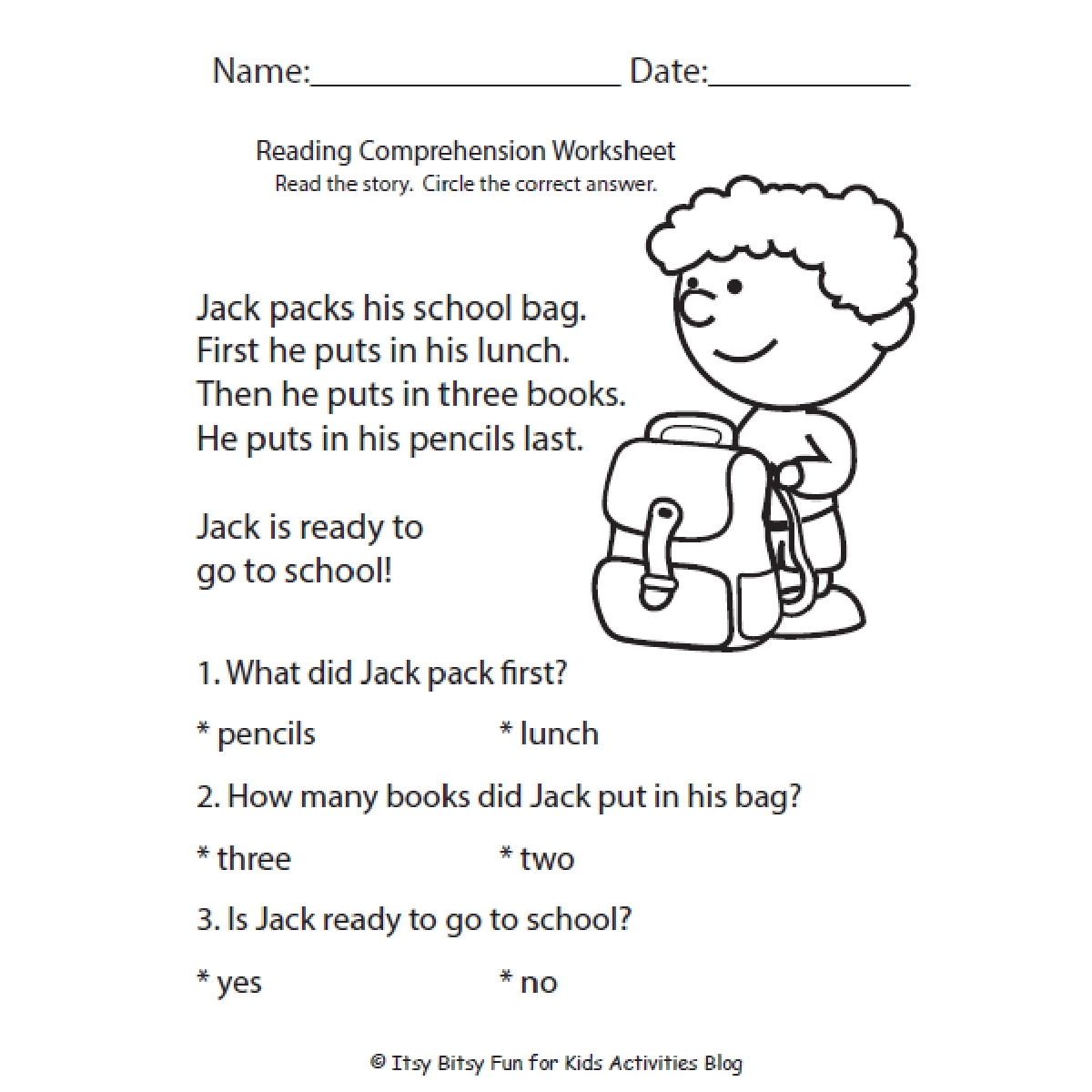 Free Reading Comprehension Worksheets For Back To School Free Reading Comprehension Worksheets For Back To School