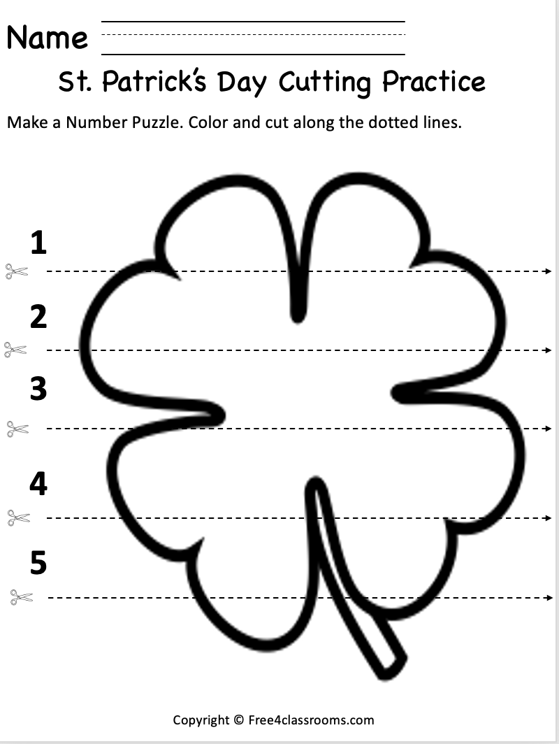 Free St Patricks Day Worksheet Cutting Practice Printable Free St Patricks Day Worksheet Cutting Practice Printable