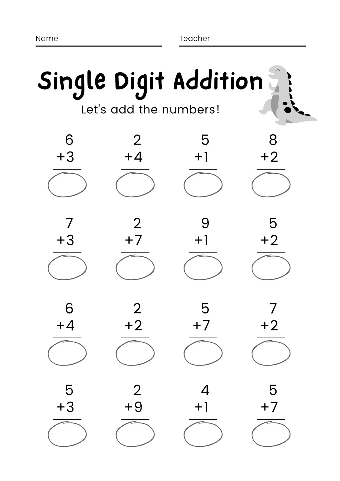 Free Printable Single Digit Addition Worksheets Free Printable Single Digit Addition Worksheets