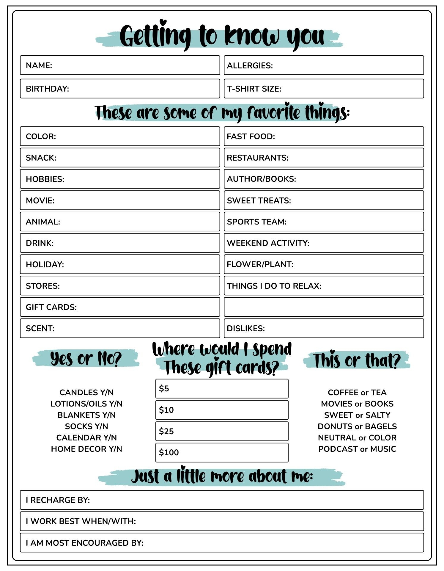 Free Printable Get To Know You Worksheet For Adults Free Printable Get To Know You Worksheet For Adults