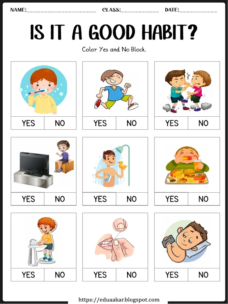 Good And Bad Habit Worksheets PDF Good And Bad Habit Worksheets PDF