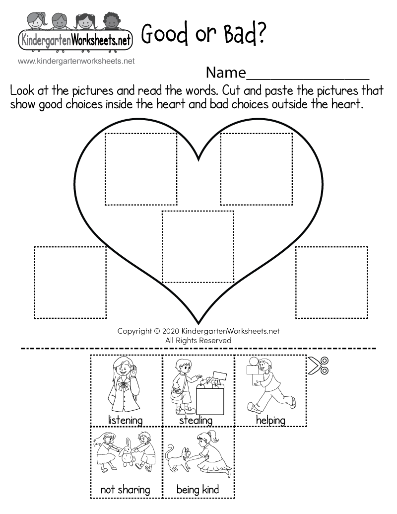 Good Or Bad Choices Sorting Activity Worksheet Free Printable Good Or Bad Choices Sorting Activity Worksheet Free Printable