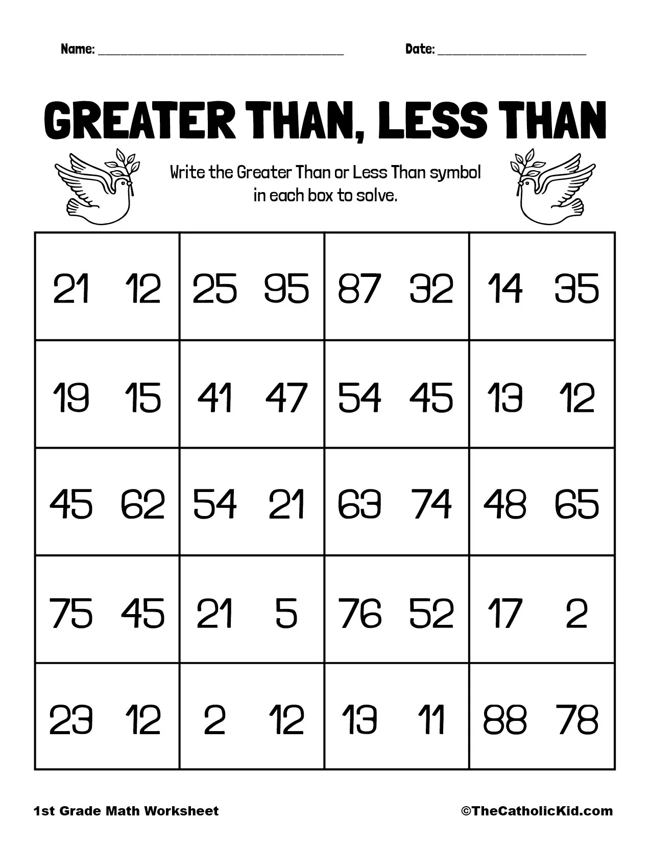 Free Printable Greater Than Less Than Worksheets Free Printable Greater Than Less Than Worksheets