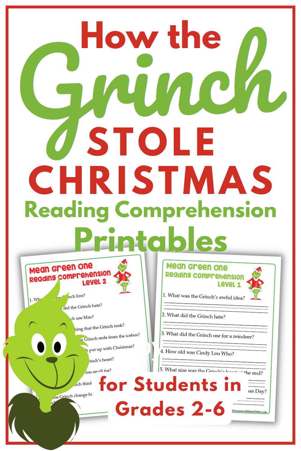 Grinch Reading Comprehension Worksheets For Early And Upper Grinch Reading Comprehension Worksheets For Early And Upper