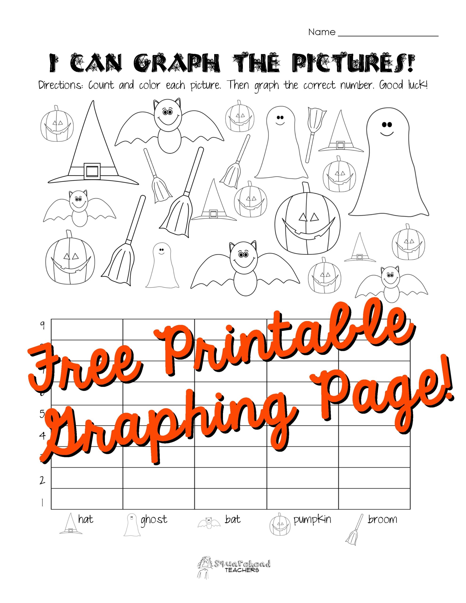 Halloween Graphing Page Kindergarten First Grade Squarehead Halloween Graphing Page Kindergarten First Grade Squarehead