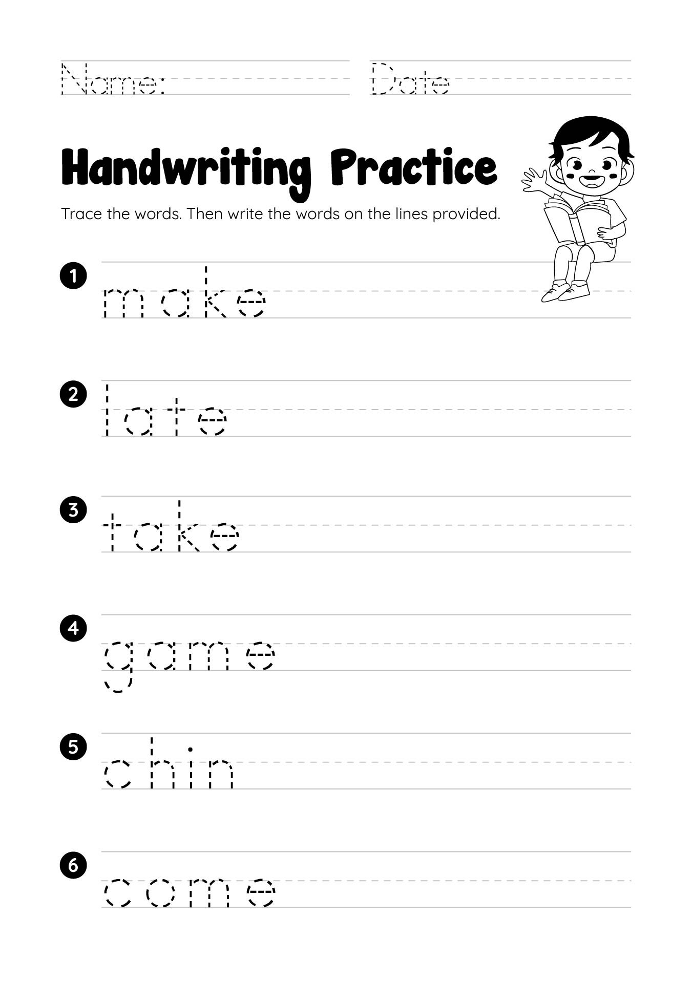 Handwriting Worksheets For Kids Dolch First Grade Words Mamas Handwriting Worksheets For Kids Dolch First Grade Words Mamas