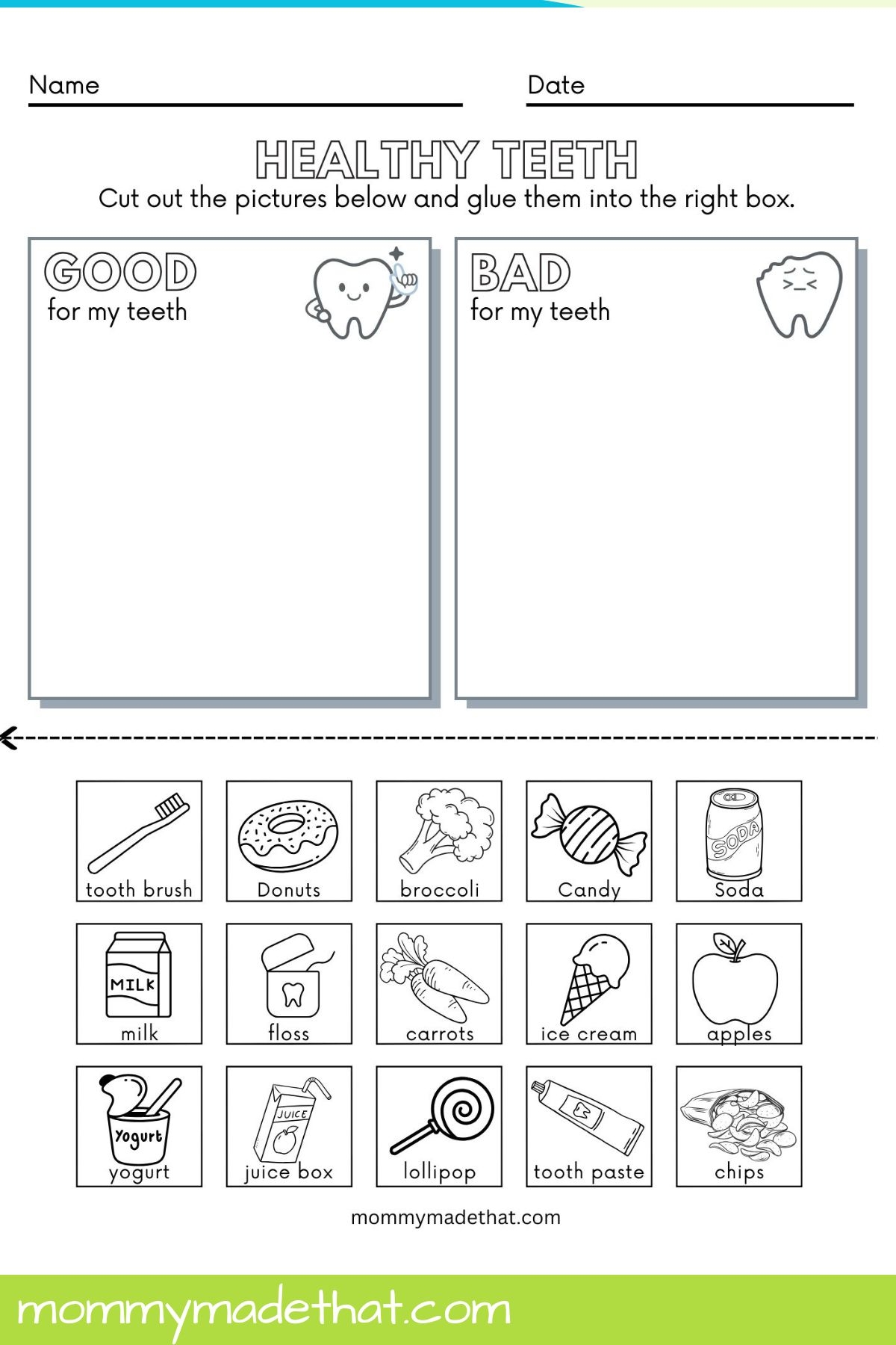 Free Printable Preschool Teeth Worksheets Free Printable Preschool Teeth Worksheets