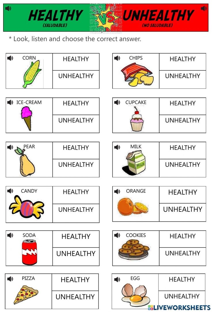 Healthy Vs Unhealthy Food Worksheet Healthy Vs Unhealthy Food Worksheet