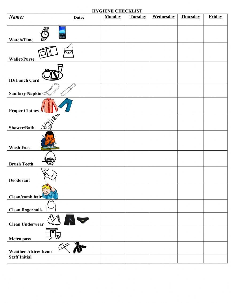 Hygiene Checklist Worksheet Live Worksheets Worksheets Library Hygiene Checklist Worksheet Live Worksheets Worksheets Library