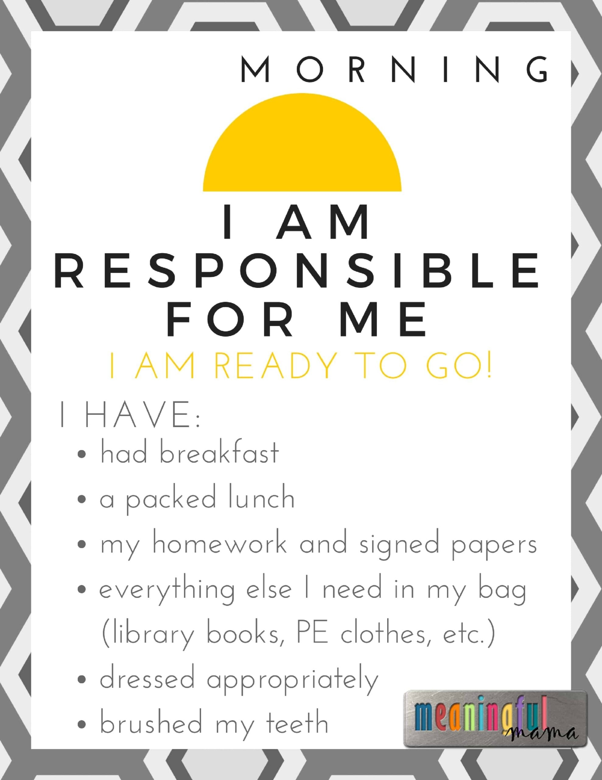 I Am Responsible For Me Printable For Teaching Kids Responsibility I Am Responsible For Me Printable For Teaching Kids Responsibility