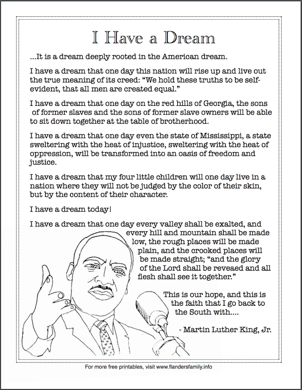 I Have A Dream Free Printables For MLK Day Flanders Family I Have A Dream Free Printables For MLK Day Flanders Family