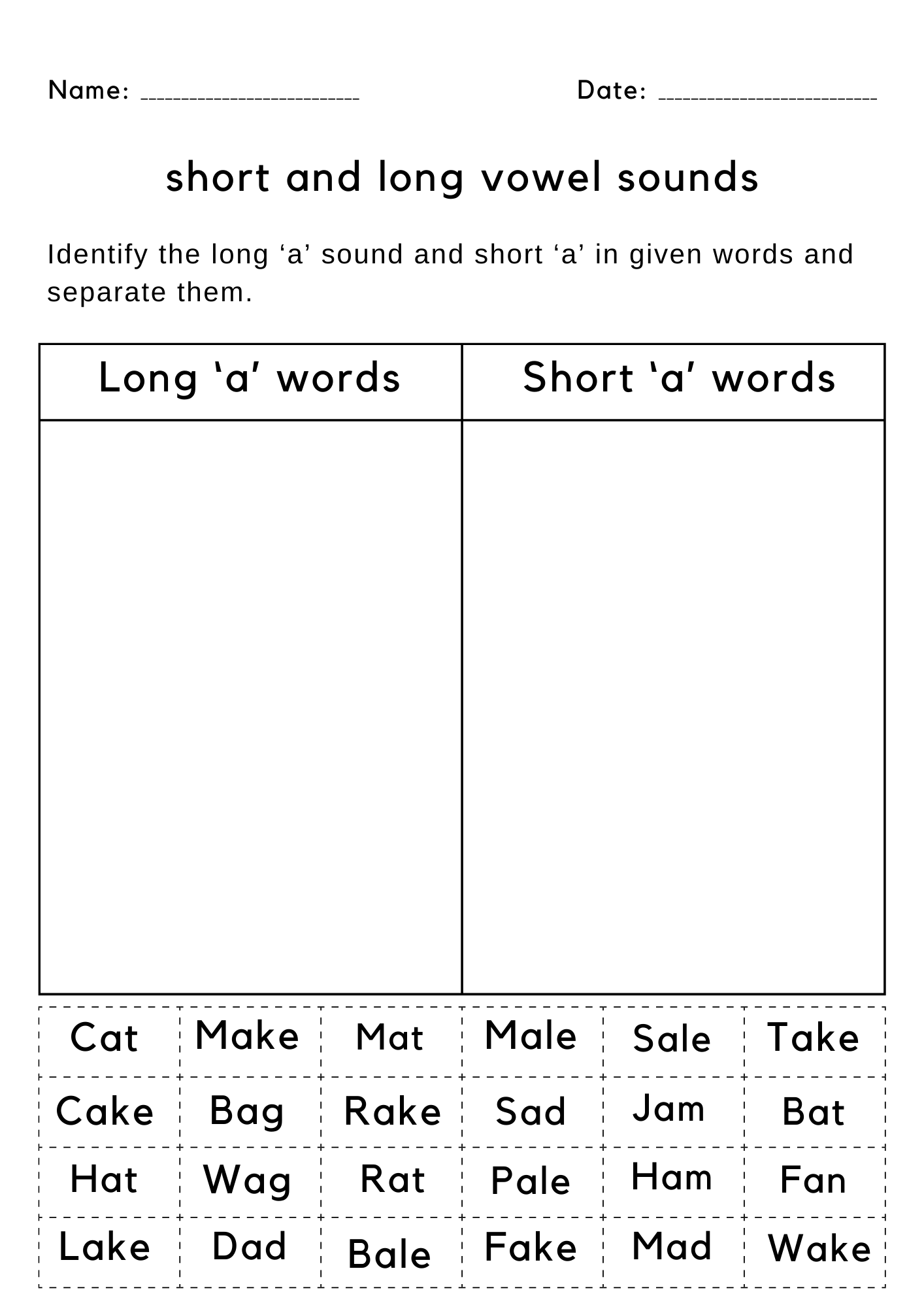 Identifying Long And Short Vowel Sounds Worksheets For Identifying Long And Short Vowel Sounds Worksheets For