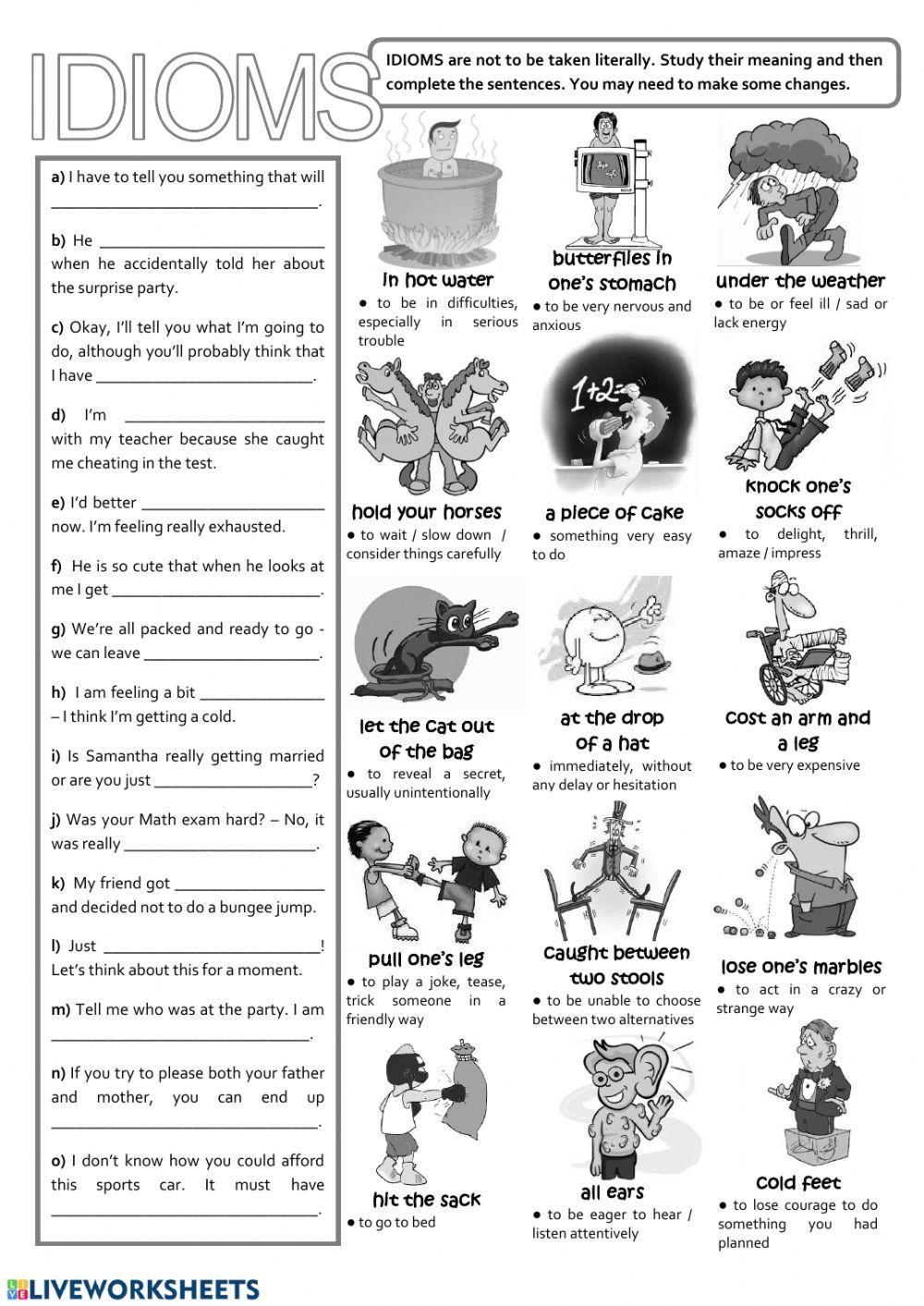 Idioms Free Interactive Worksheets 64970 Idioms Free Interactive Worksheets 64970