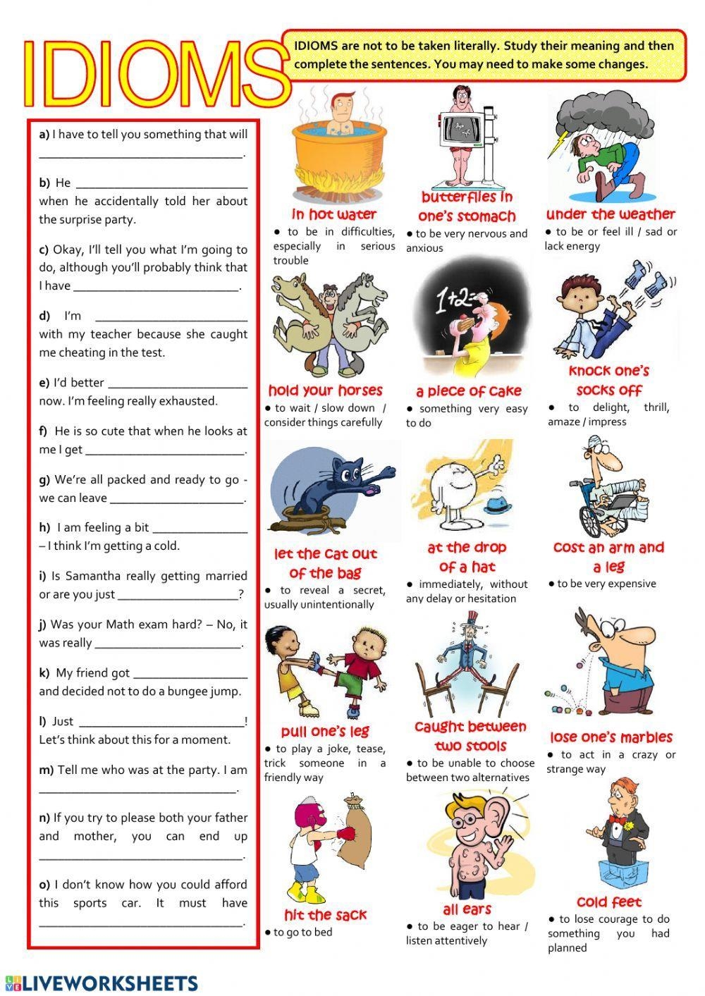 Idioms Free Interactive Worksheets 64970 Idioms Free Interactive Worksheets 64970