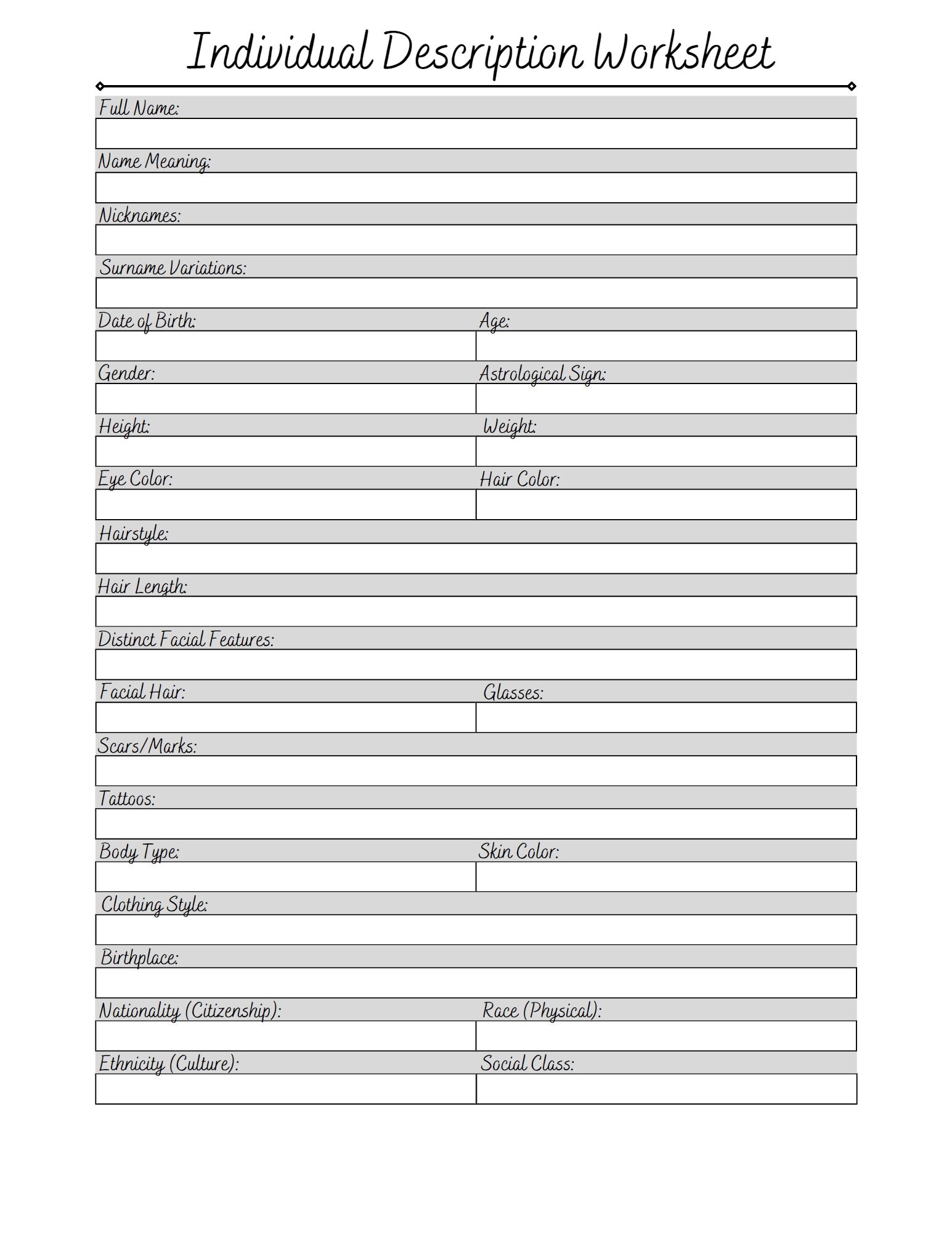 individual description page genealogy worksheet ancestry individual description page genealogy worksheet ancestry