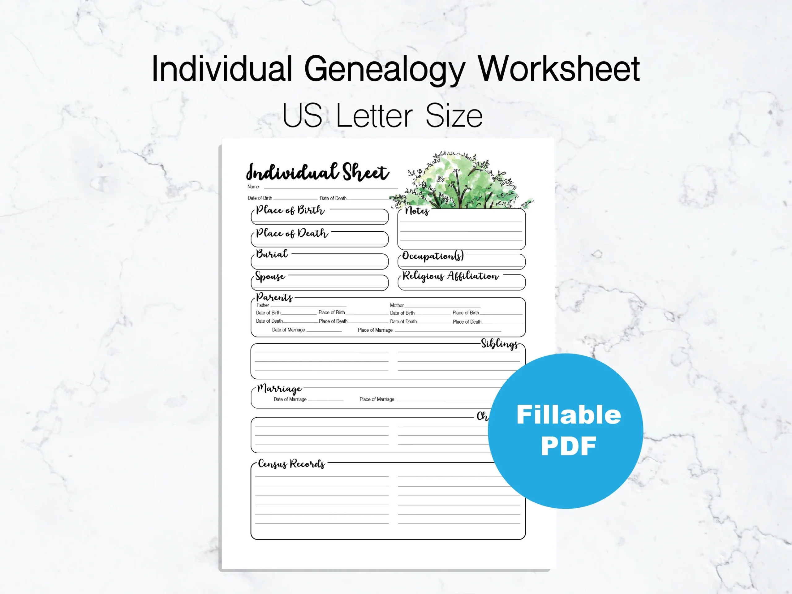 individual genealogy worksheet us letter size fillable pdf individual genealogy worksheet us letter size fillable pdf