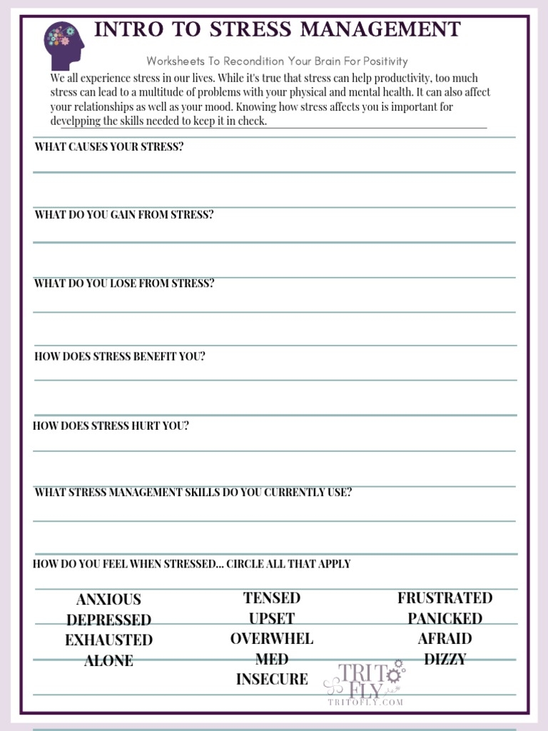 Intro To Stress Management Self Help Worksheet PDF Worksheets Intro To Stress Management Self Help Worksheet PDF Worksheets