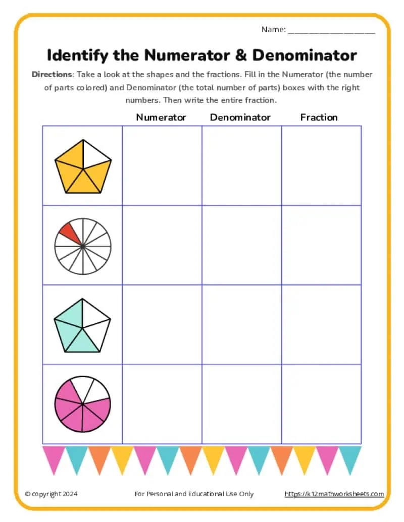 Printable Fractions Worksheets Printable Fractions Worksheets