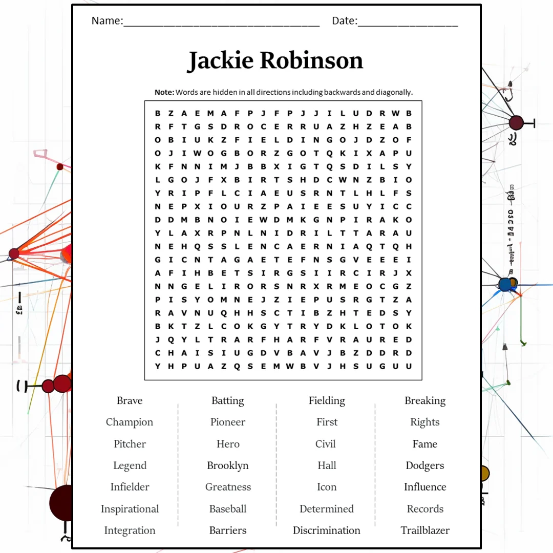 Jackie Robinson Word Search Puzzle Worksheet Activity PDF Jackie Robinson Word Search Puzzle Worksheet Activity PDF