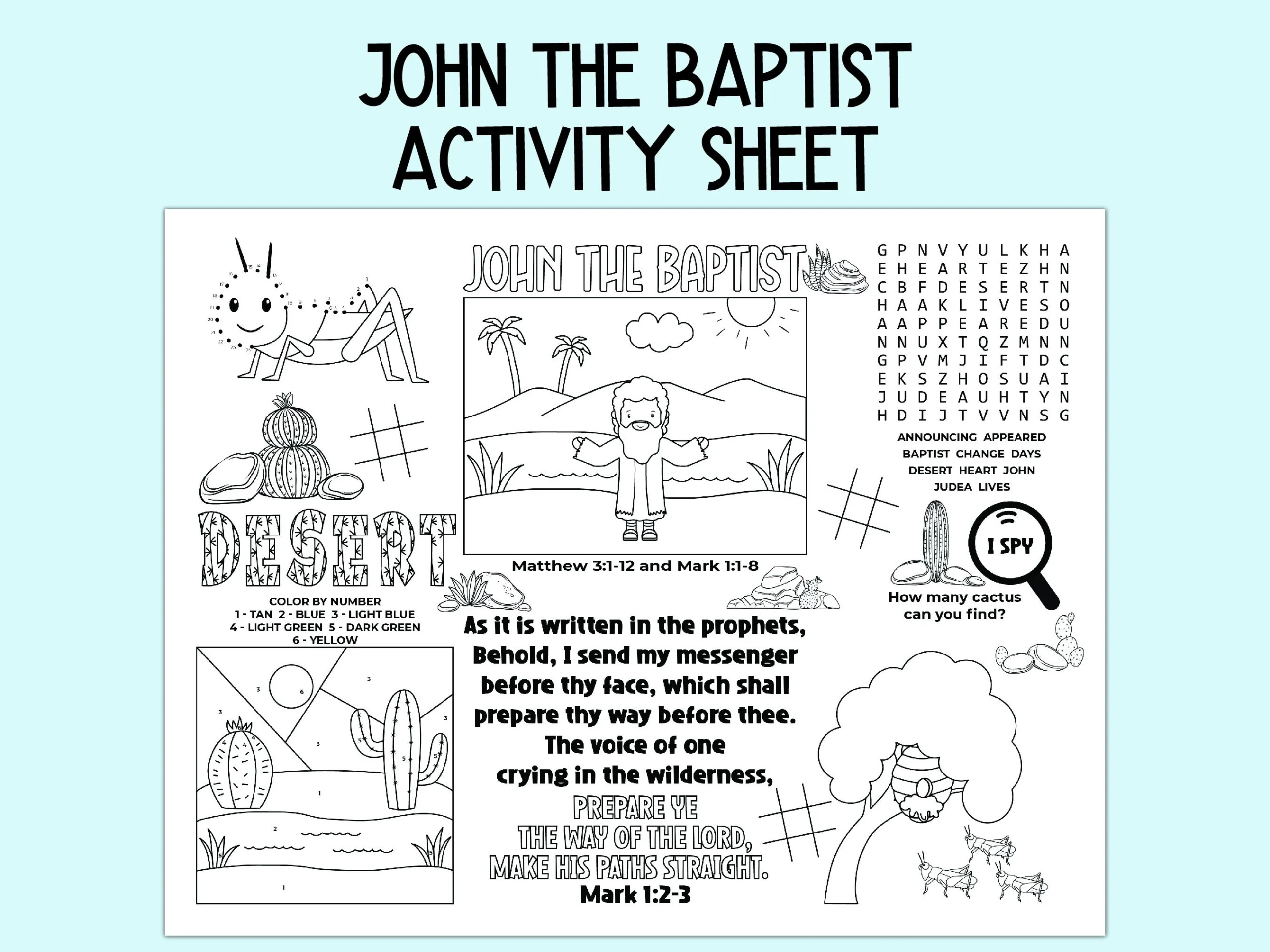 John The Baptist Activity Sheet Children s Church Activity Bible John The Baptist Activity Sheet Children s Church Activity Bible
