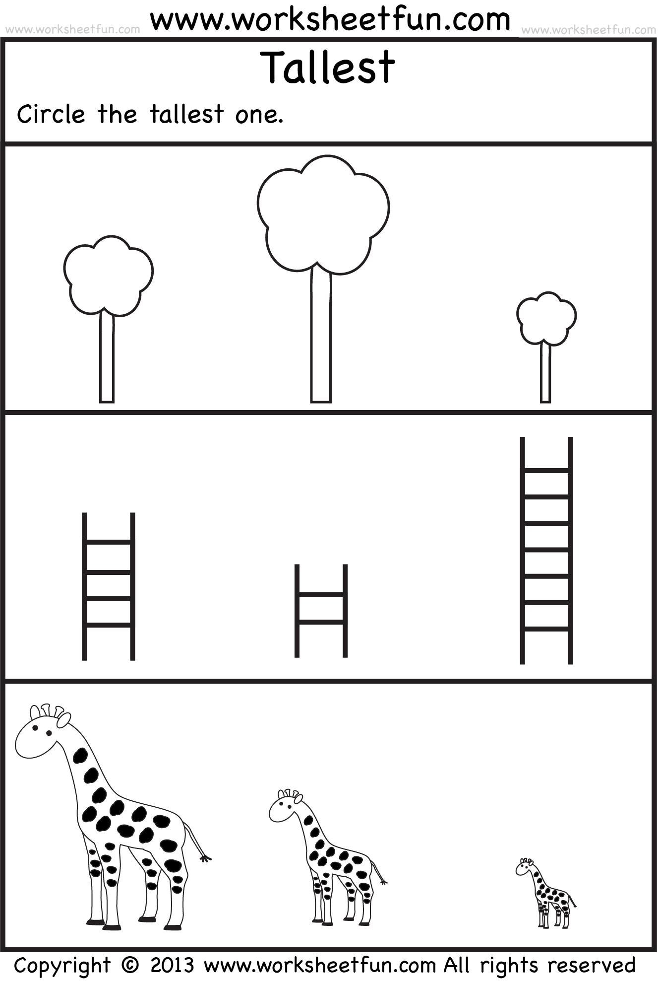 Kindergarten Worksheets Tallest 2 Preschool Worksheets FREE Kindergarten Worksheets Tallest 2 Preschool Worksheets FREE