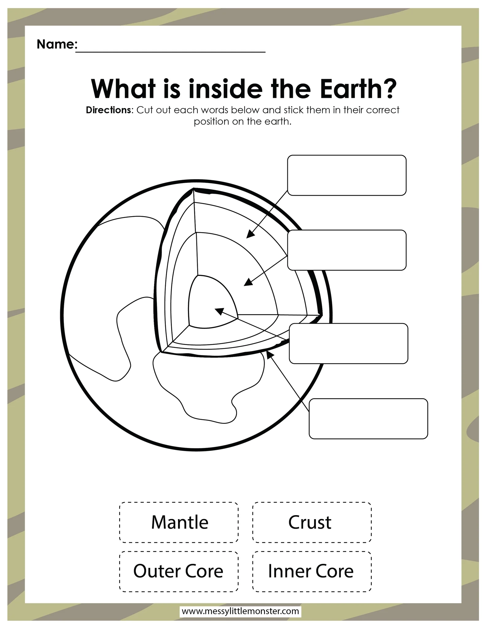 Layers Of The Earth Printables Messy Little Monster Shop Layers Of The Earth Printables Messy Little Monster Shop