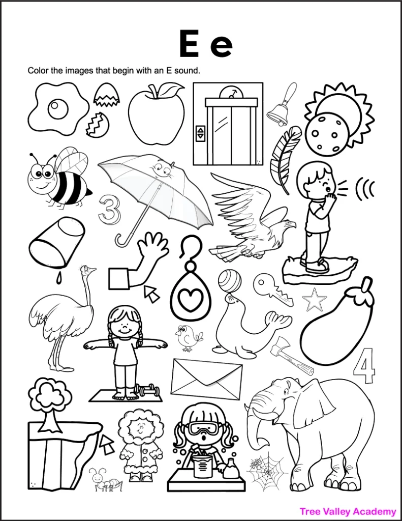 Letter E Sound Worksheets Tree Valley Academy Letter E Sound Worksheets Tree Valley Academy