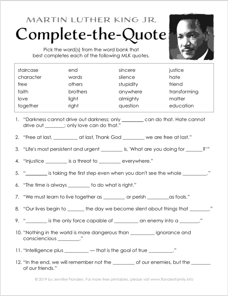 Martin Luther King Jr Worksheets Free Printables Frugal Mom Martin Luther King Jr Worksheets Free Printables Frugal Mom