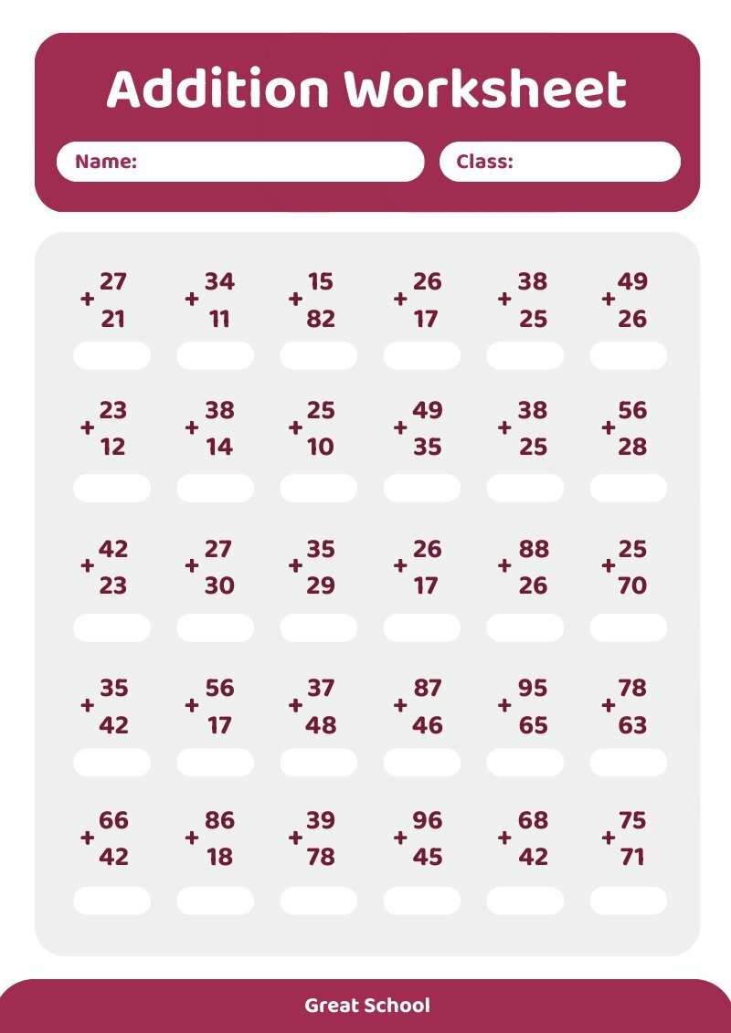 Math Worksheet Free Printable