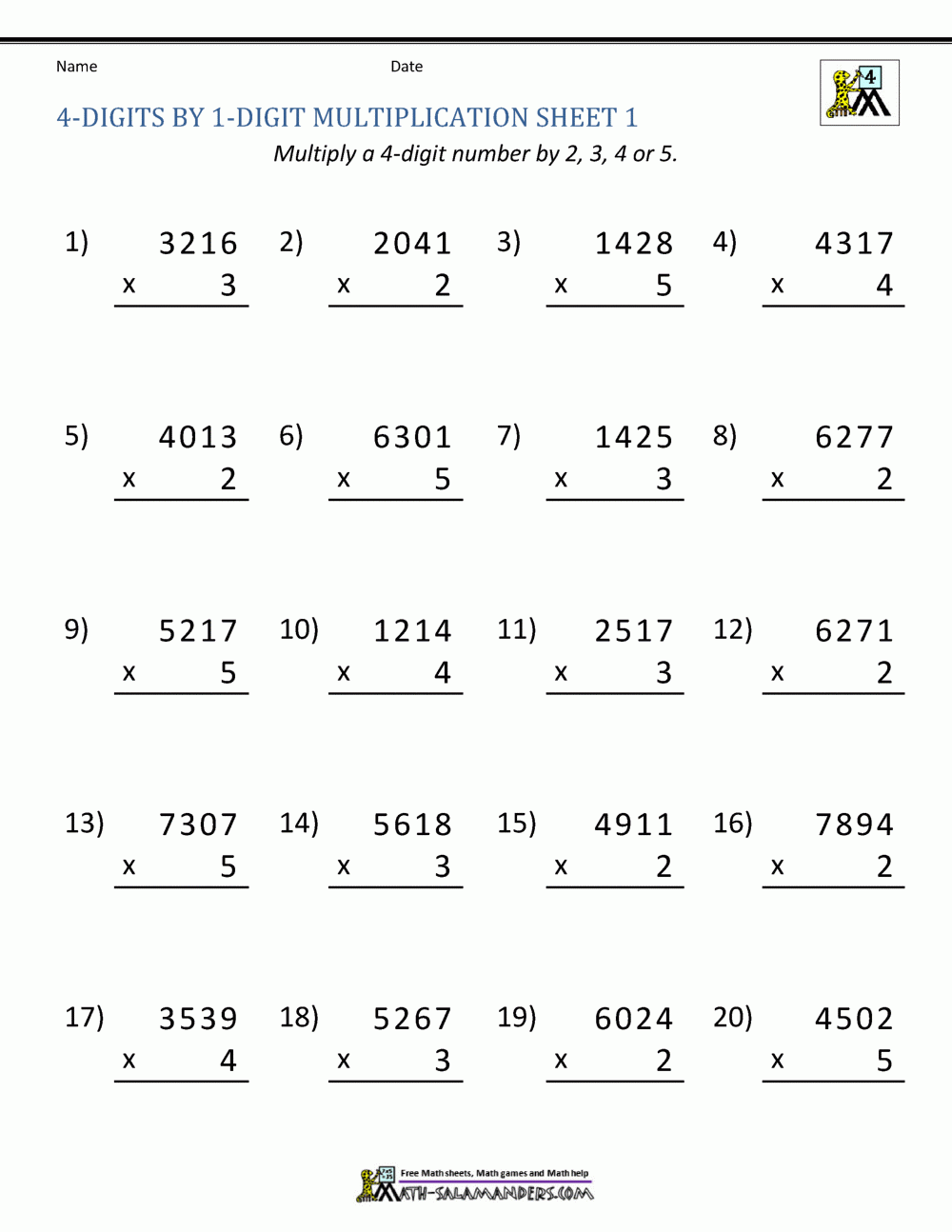 Math Multiplication Worksheets 4th Grade Math Multiplication Worksheets 4th Grade