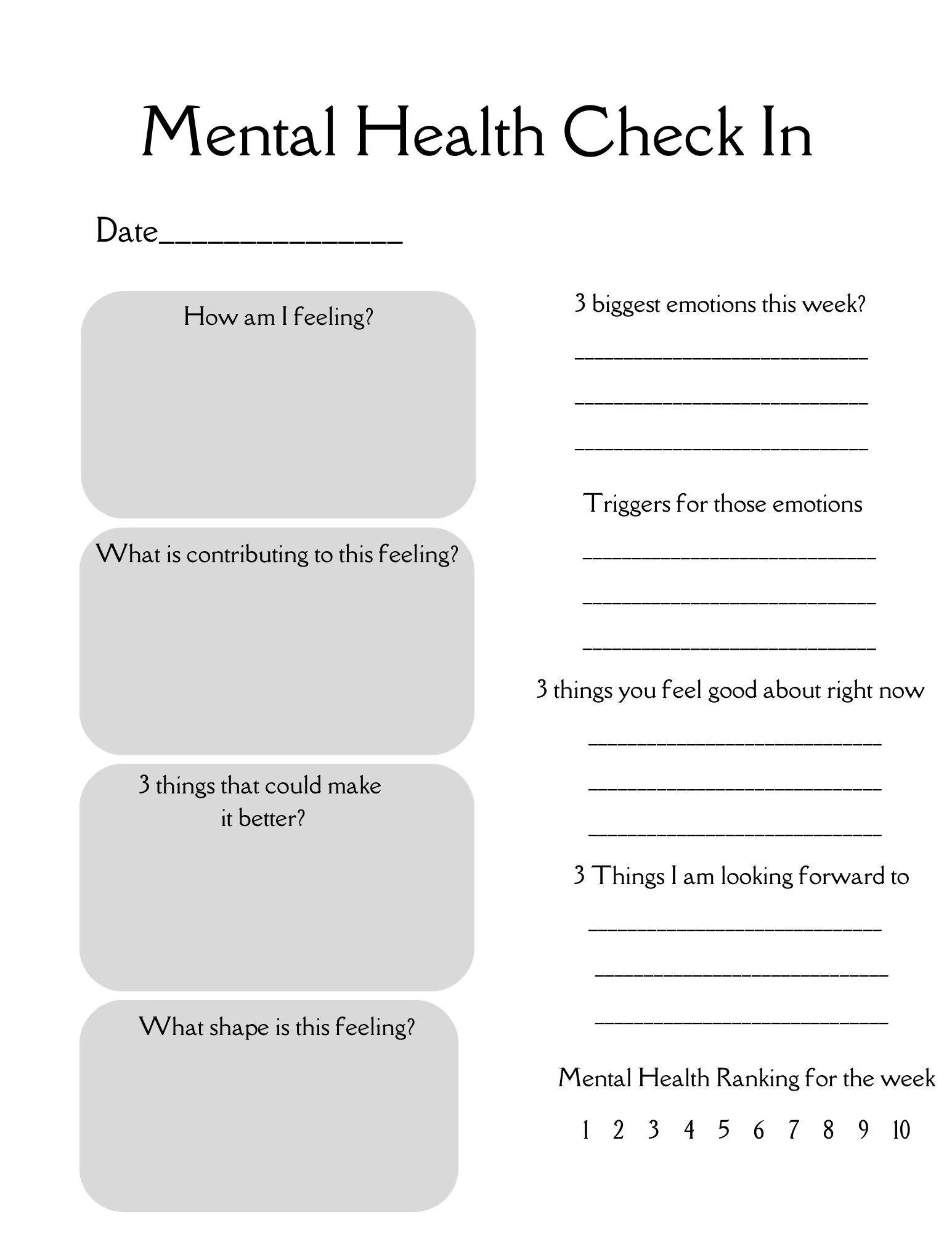 Mental Health Check In Digital Printable For Therapists Mental Health Check In Digital Printable For Therapists