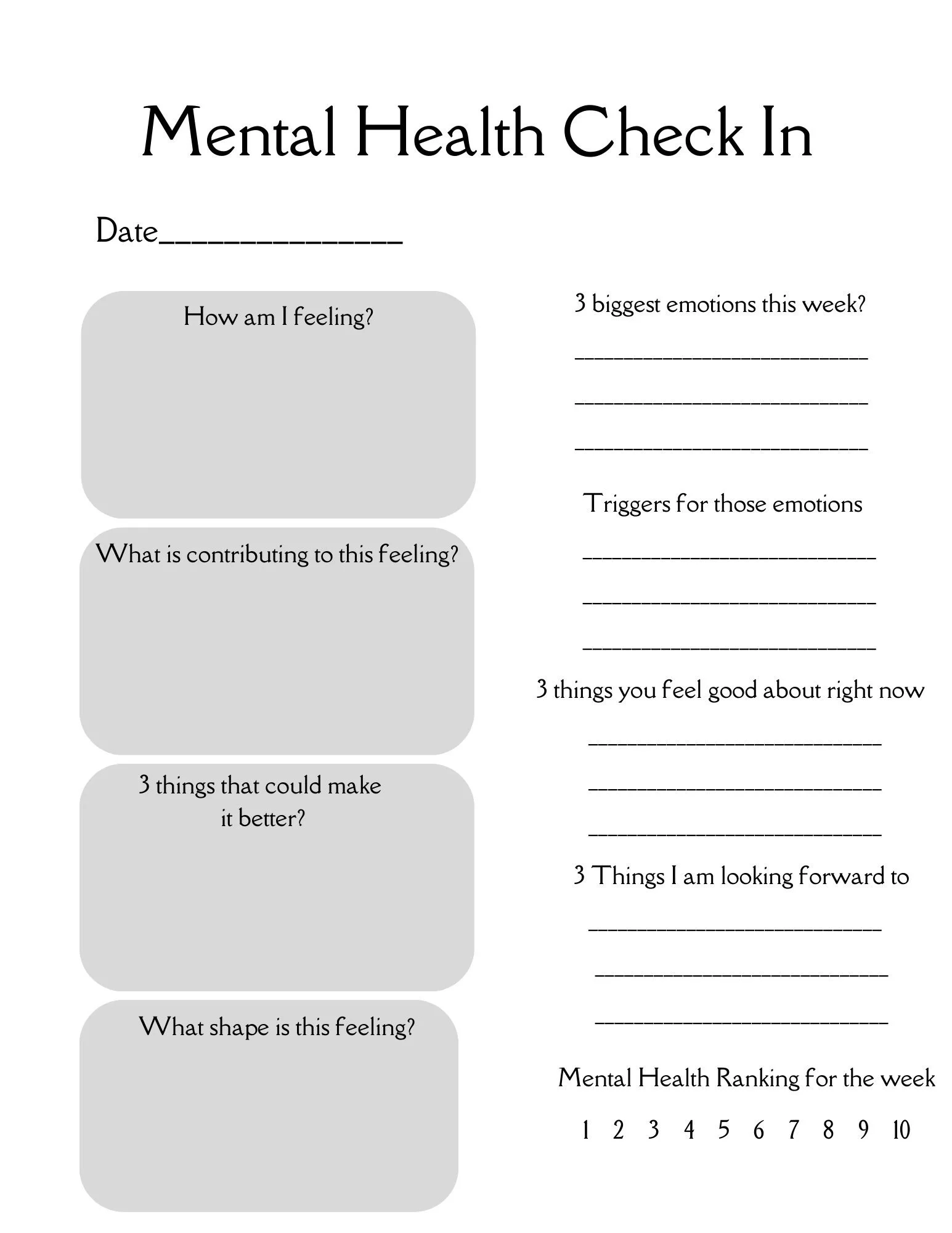 Mental Health Check In Digital Printable For Therapists Mental Health Check In Digital Printable For Therapists