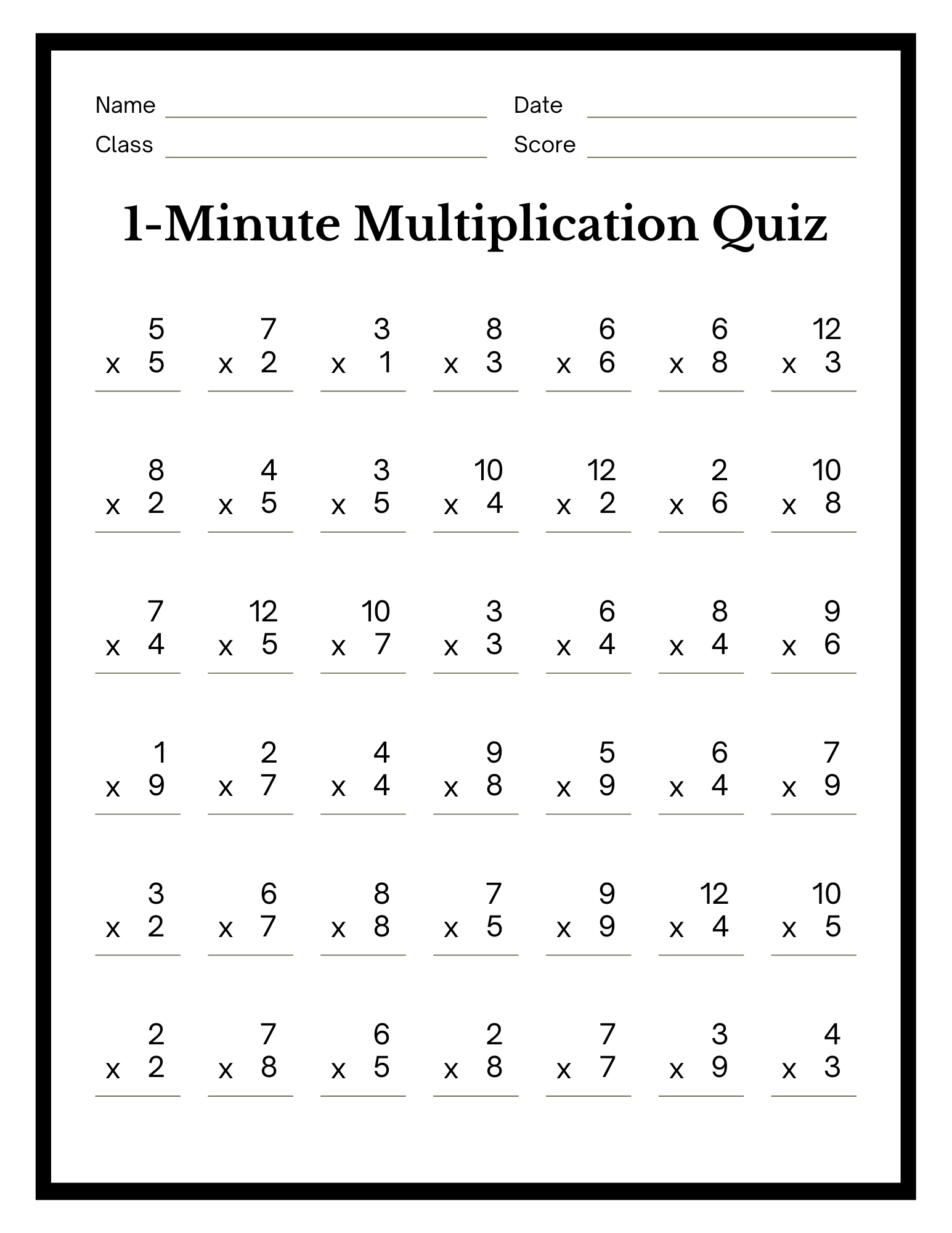 Printable Multiplication Worksheets Free Printable Multiplication Worksheets Free