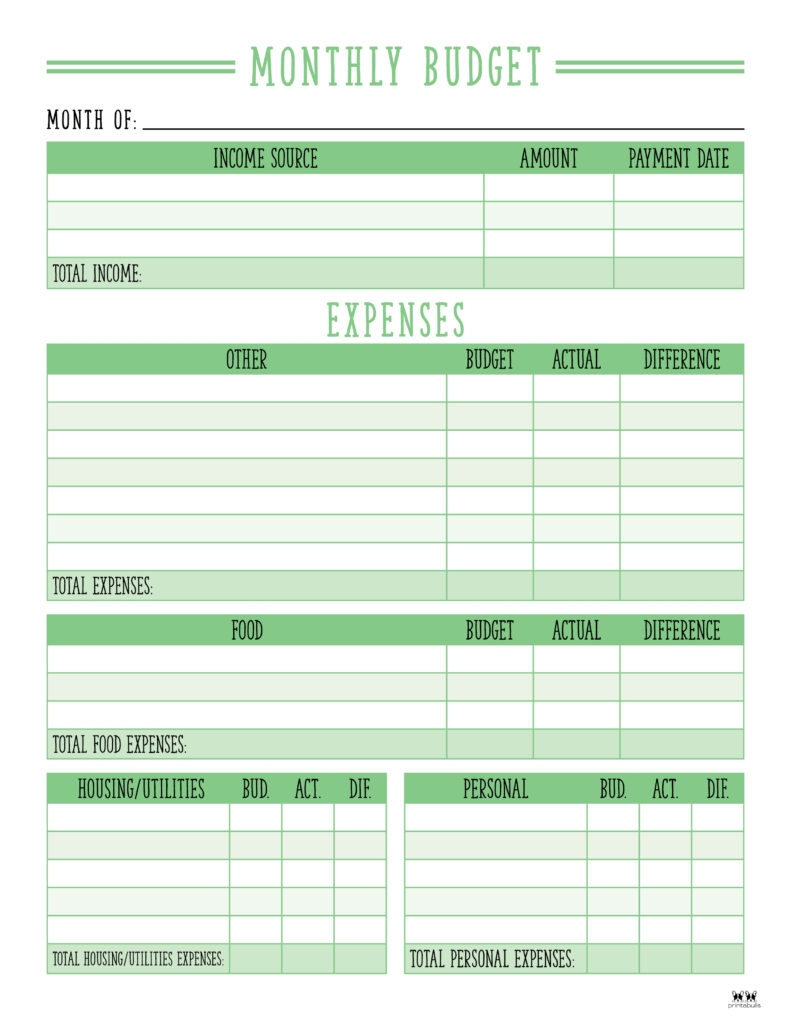 Monthly Budget Planners 20 FREE Printables Printabulls Monthly Budget Planners 20 FREE Printables Printabulls