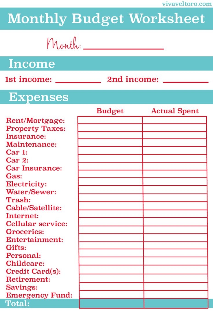 Monthly Budget Worksheet Free Printable Monthly Budget Worksheet Free Printable