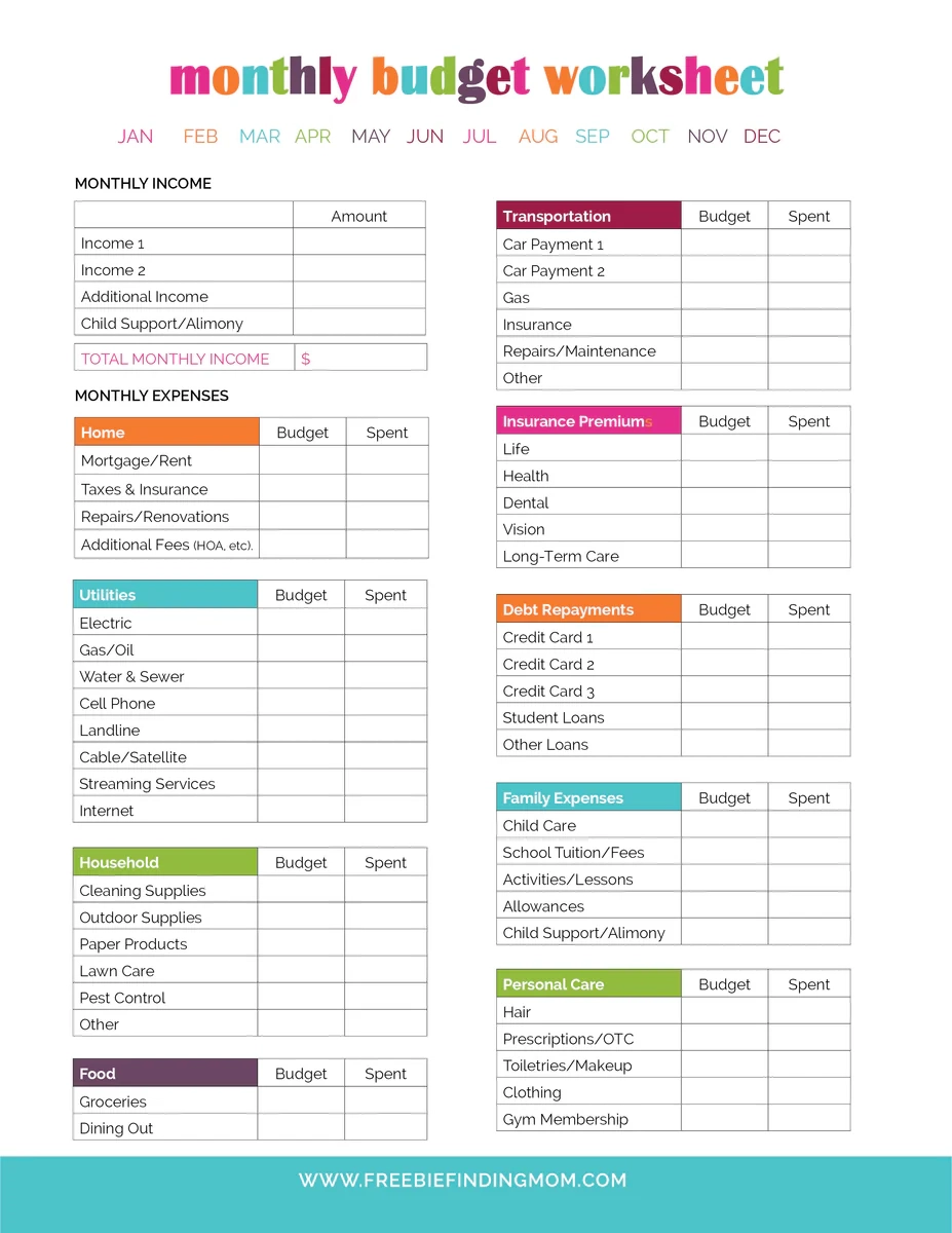 Monthly Budget Worksheets 2 Pages Monthly Budget Worksheets 2 Pages