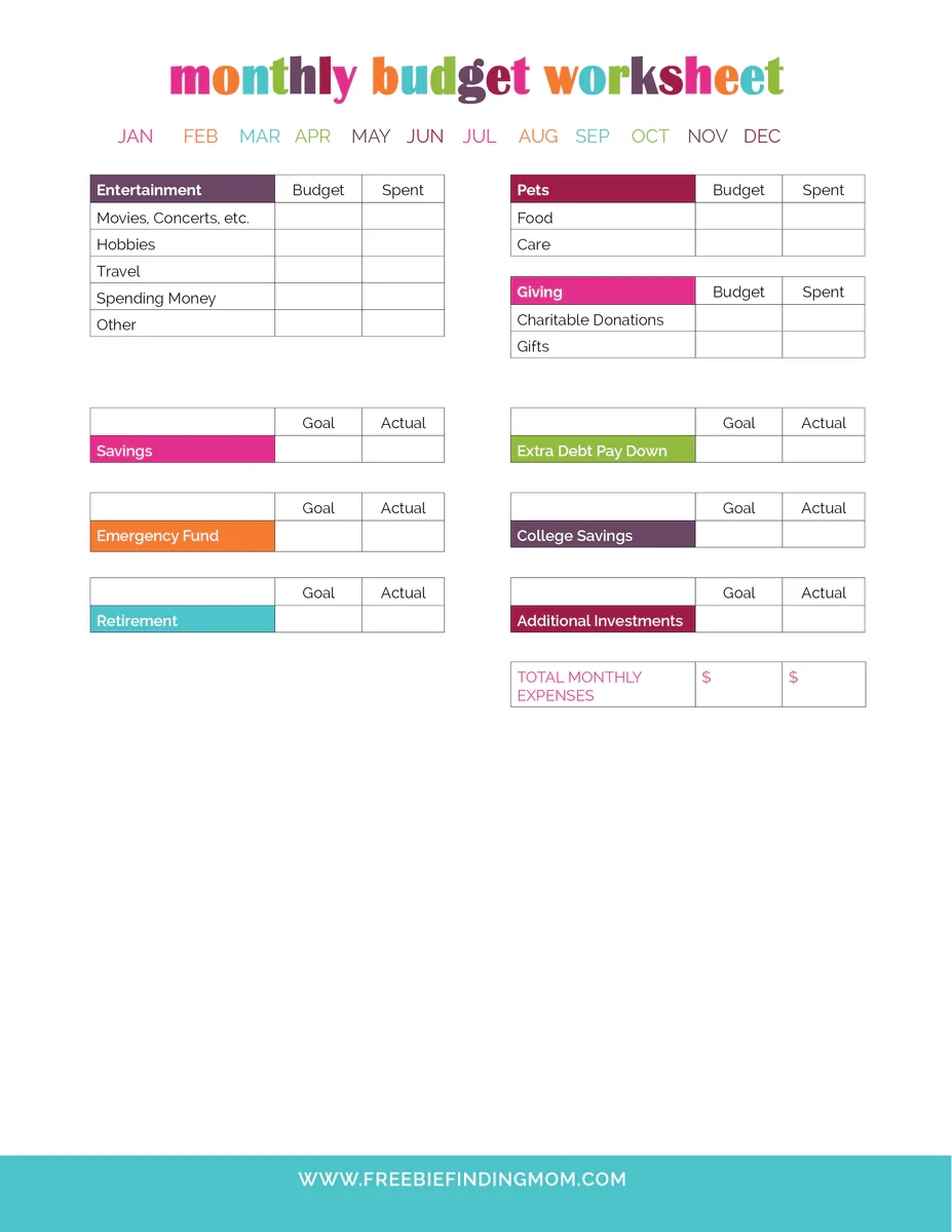 Monthly Budget Worksheets 2 Pages Monthly Budget Worksheets 2 Pages