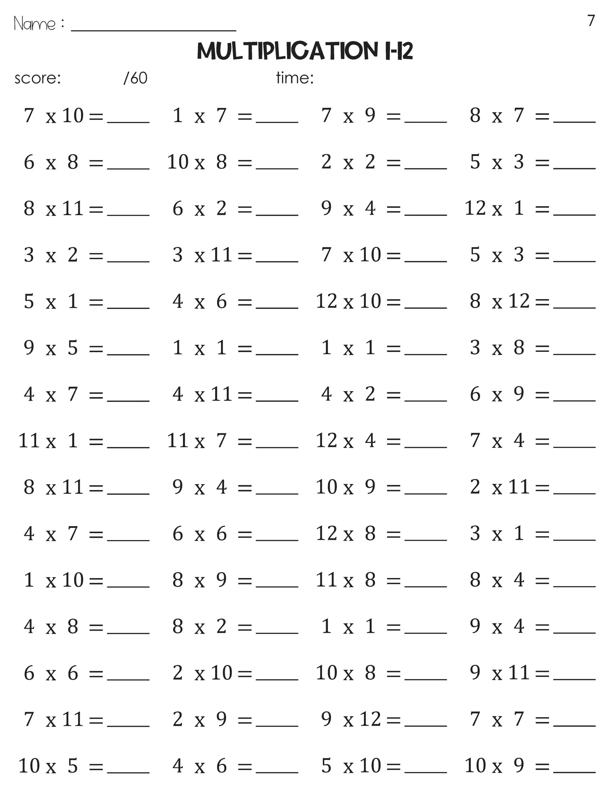 Multiplication Facts Worksheets Printable Multiplication Facts Worksheets Printable