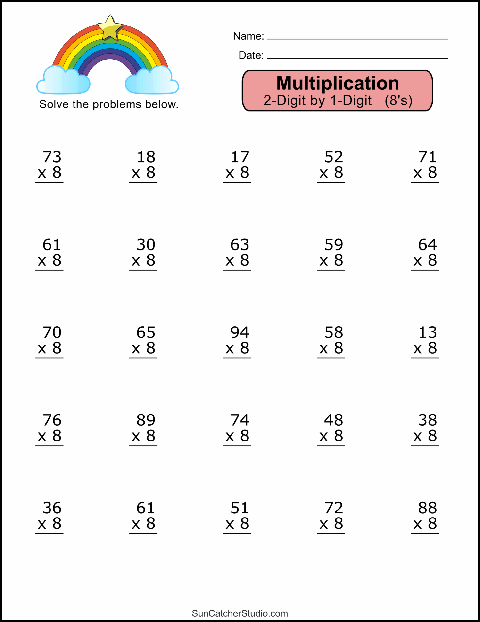 Multiplication Worksheets 2 Digit By 1 Digit Math Drills Free Multiplication Worksheets 2 Digit By 1 Digit Math Drills Free