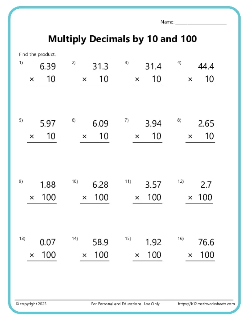 Multiplying Decimals Worksheets Multiplying Decimals Worksheets