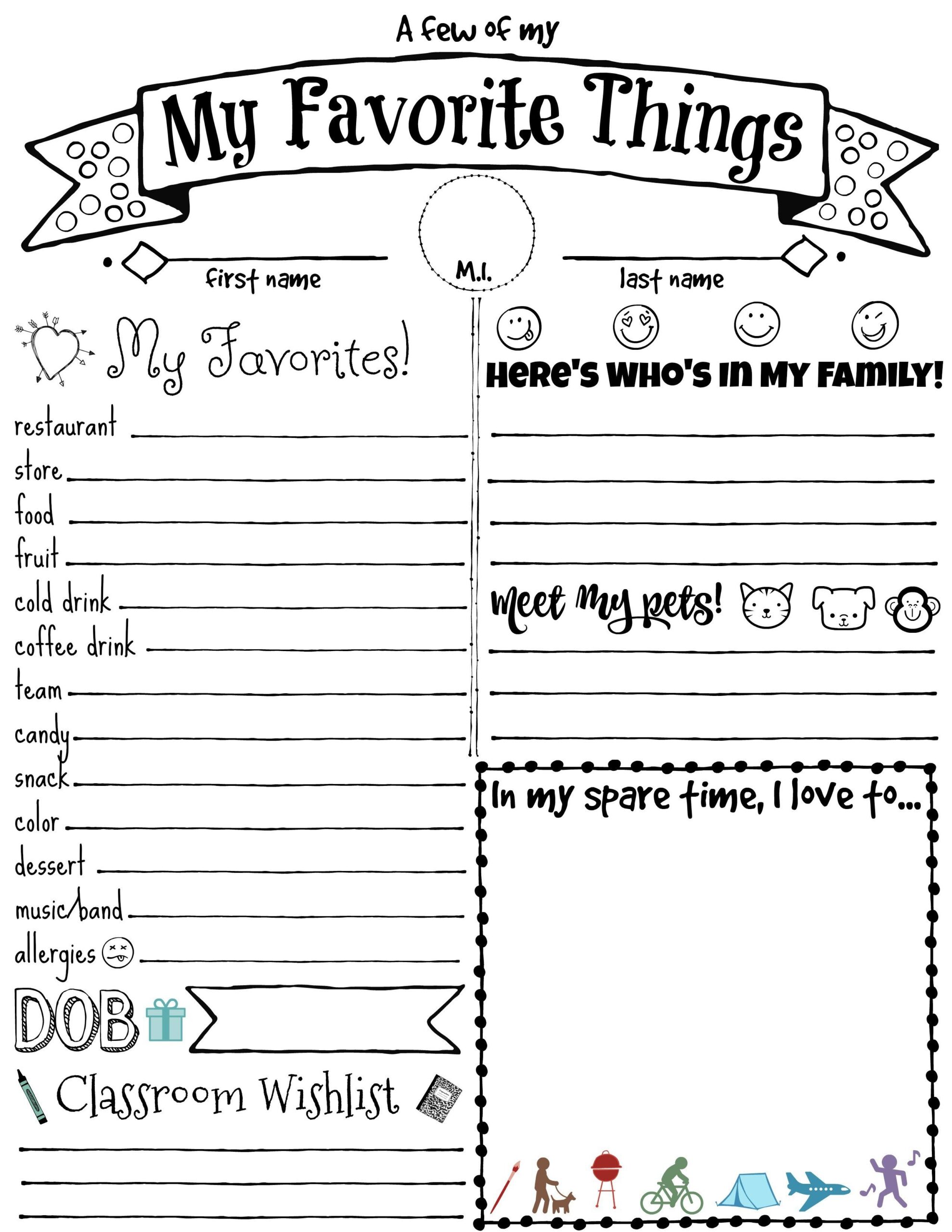 My Favorite Things Printable Printable Party Favors My Favorite Things Printable Printable Party Favors