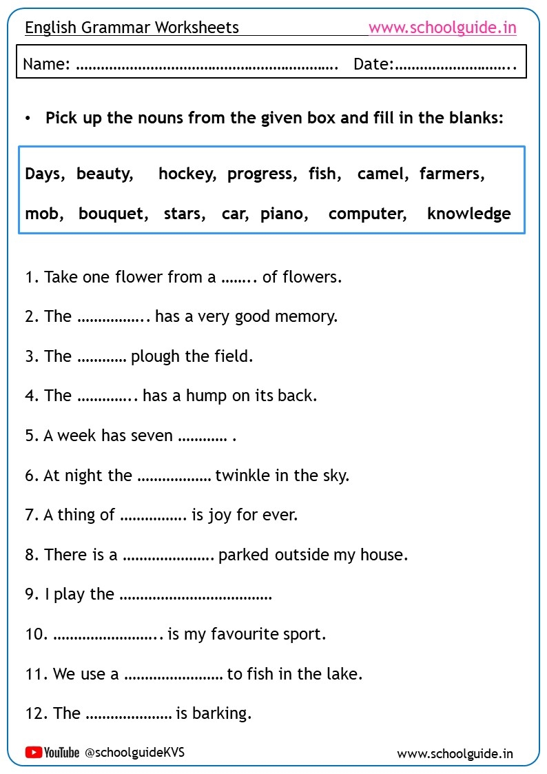 Nouns Worksheets Nouns Worksheets