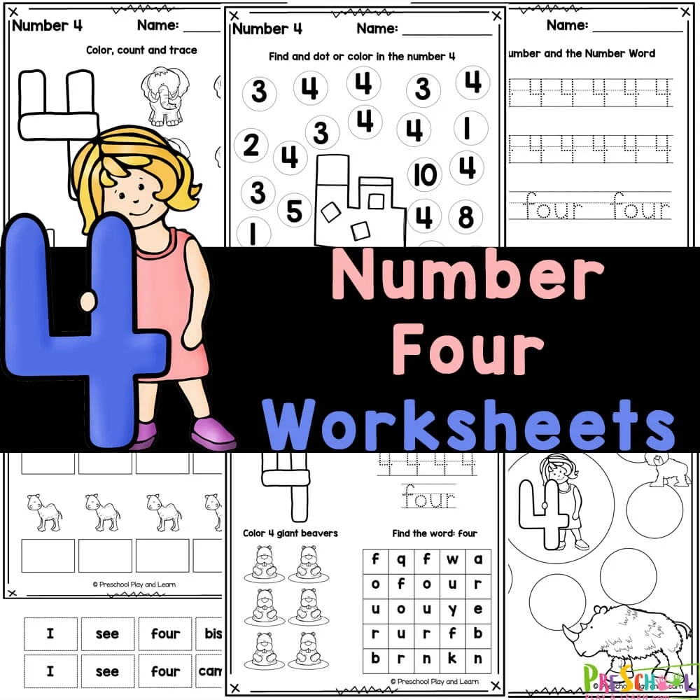 Number 4 Worksheets FREE Tracing amp Counting Printables Number 4 Worksheets FREE Tracing amp Counting Printables