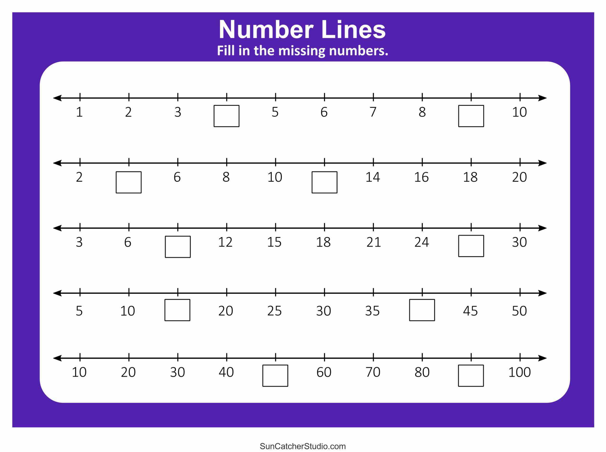 Number Lines Integers Decimals Blank Missing Numbers Free Number Lines Integers Decimals Blank Missing Numbers Free
