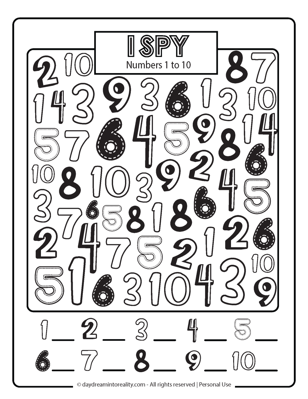 Printable Numbers 1-10 Worksheets Printable Numbers 1-10 Worksheets