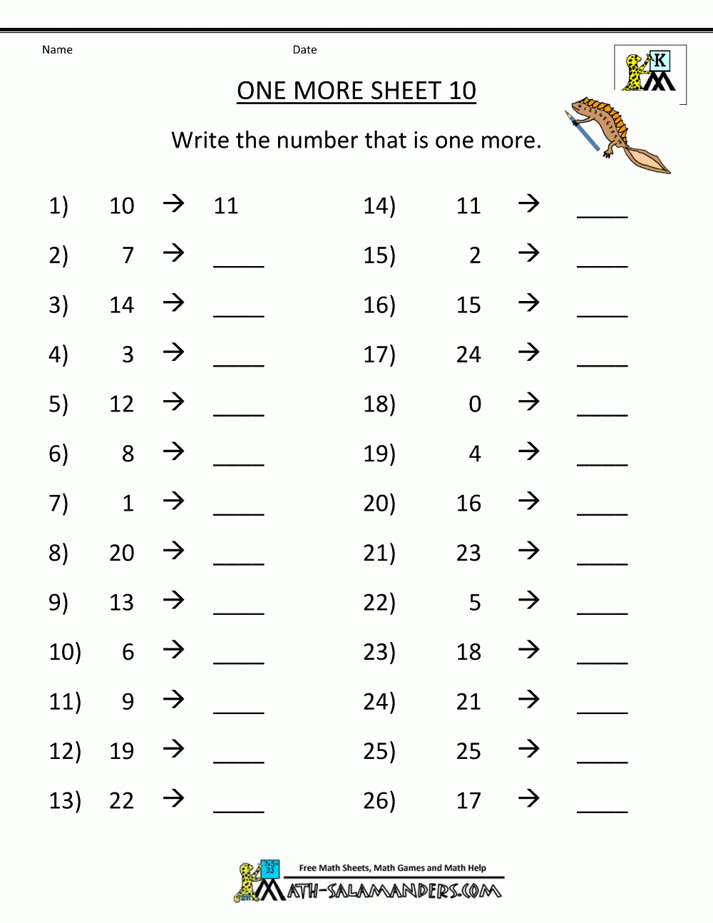 One More Worksheet One More Worksheet