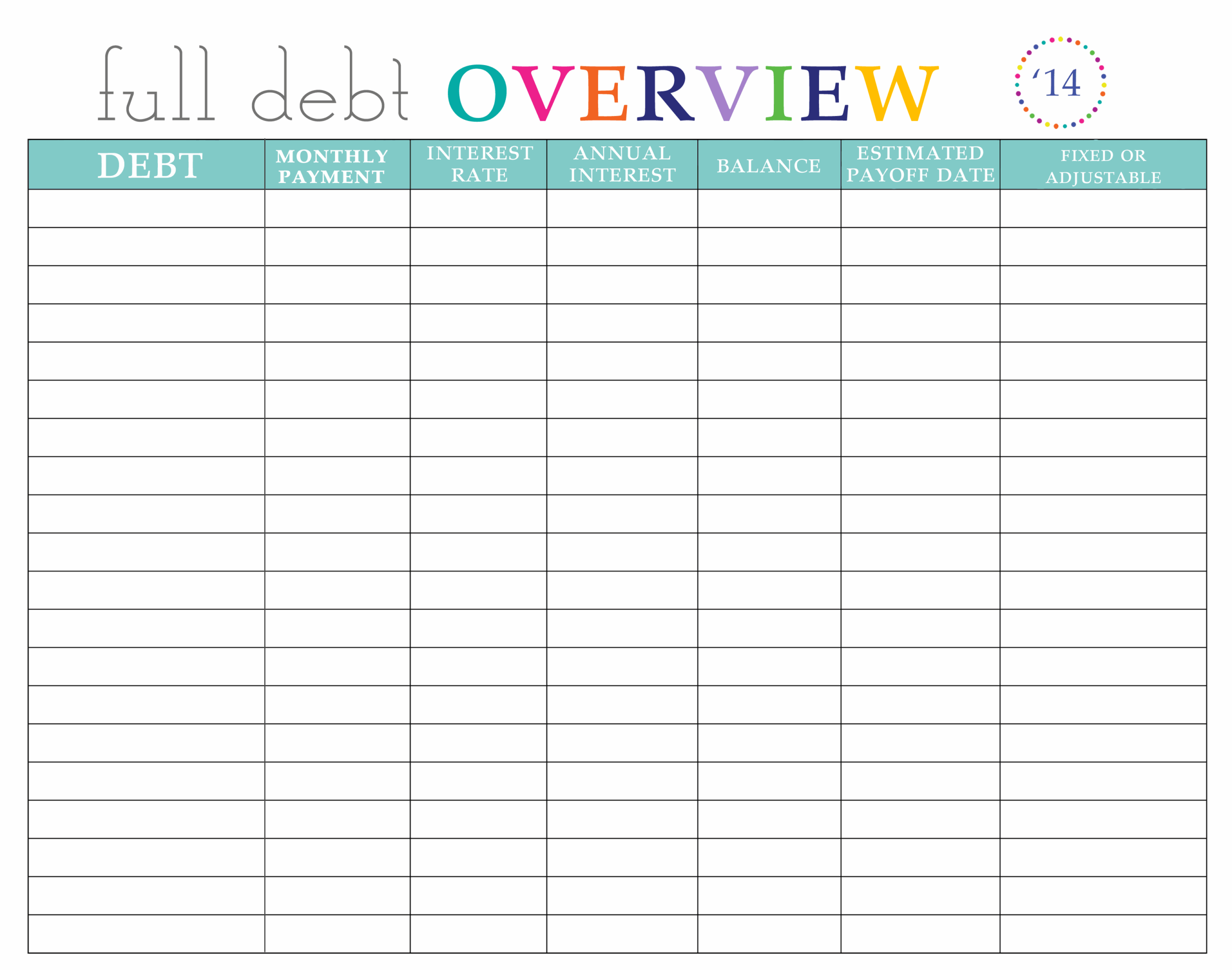 Paying Off Debt Worksheets Paying Off Debt Worksheets