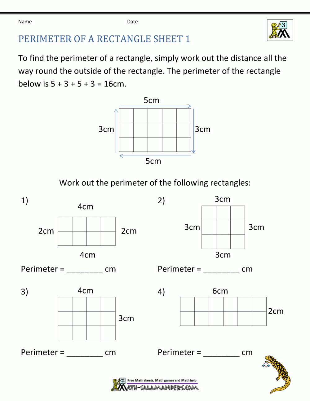 Perimeter Of A Rectangle Perimeter Of A Rectangle