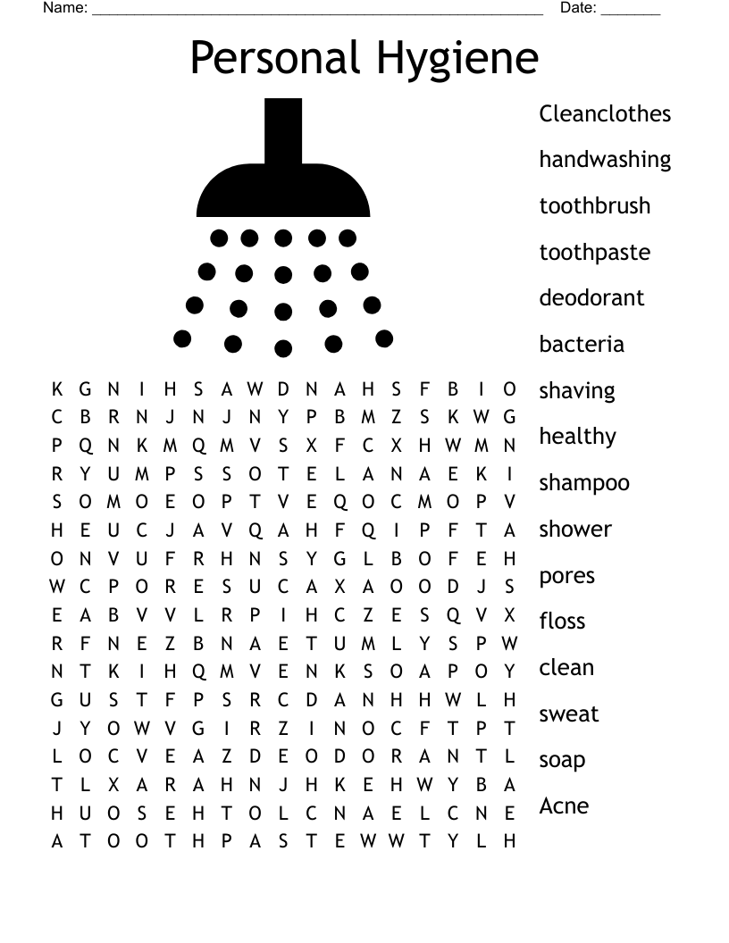 Personal Hygiene Word Search WordMint Personal Hygiene Word Search WordMint